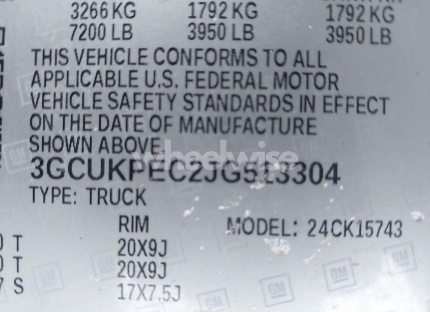 Photo 9 of 2018 Chevrolet Silverado 1500 CUSTOM (VIN 3GCUKPEC2JG513304)