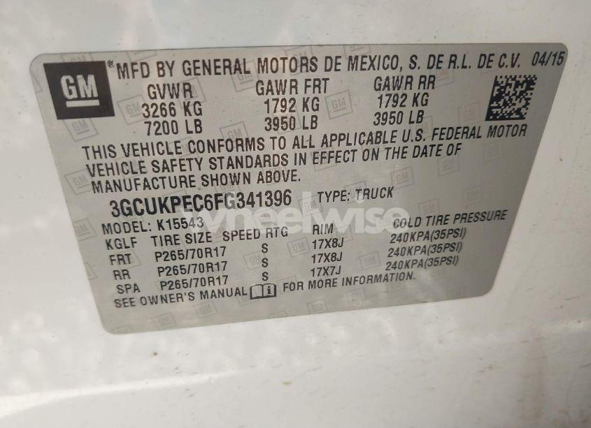 Photo 9 of 2015 Chevrolet Silverado 1500 LS (VIN 3GCUKPEC6FG341396)