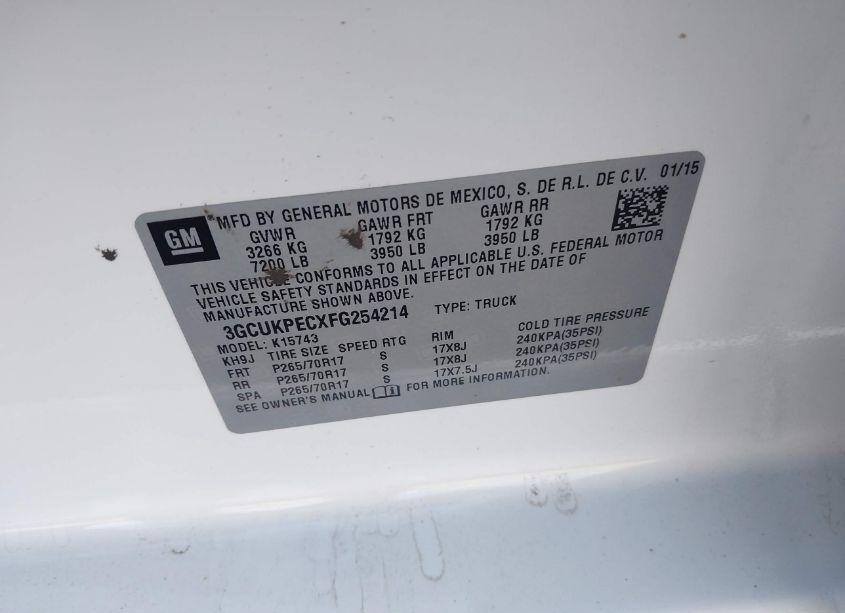 Photo 9 of 2015 Chevrolet Silverado 1500 WT (VIN 3GCUKPECXFG254214)