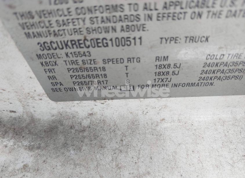 Photo 9 of 2014 Chevrolet Silverado 1500 LT (VIN 3GCUKREC0EG100511)