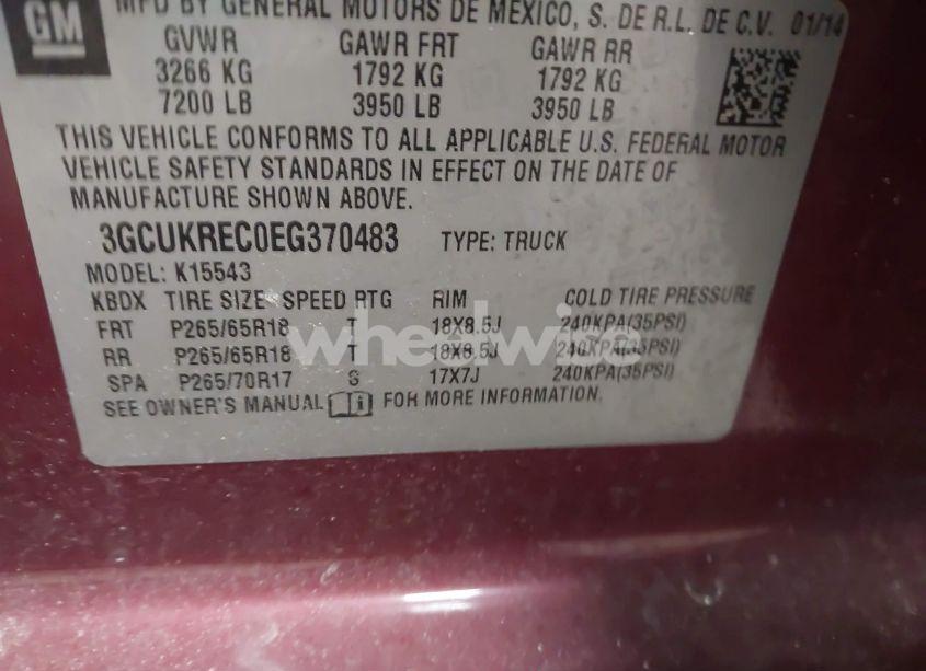 Photo 9 of 2014 Chevrolet Silverado 1500 LT (VIN 3GCUKREC0EG370483)