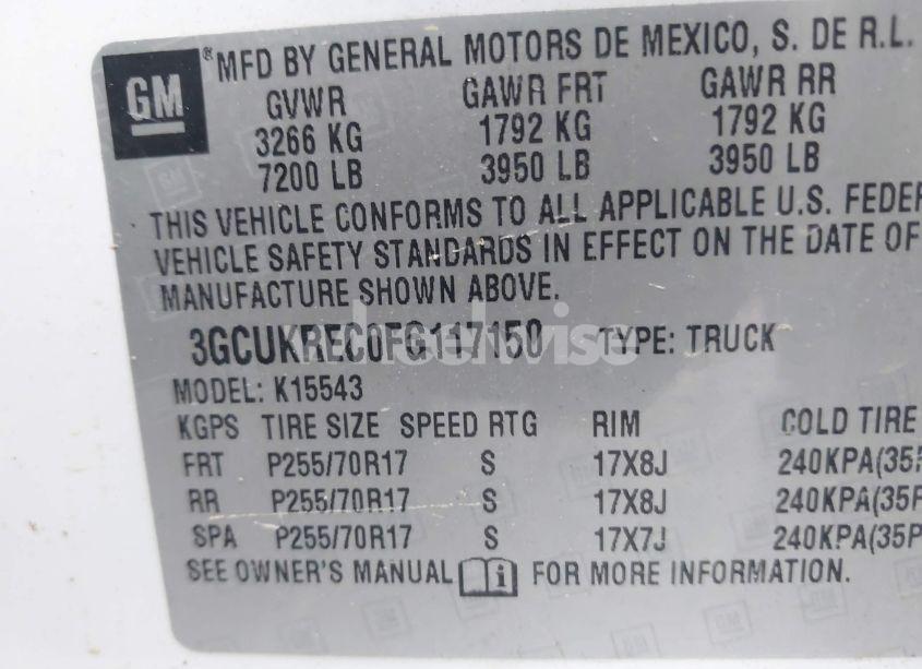 Photo 9 of 2015 Chevrolet Silverado 1500 1LT (VIN 3GCUKREC0FG117150)