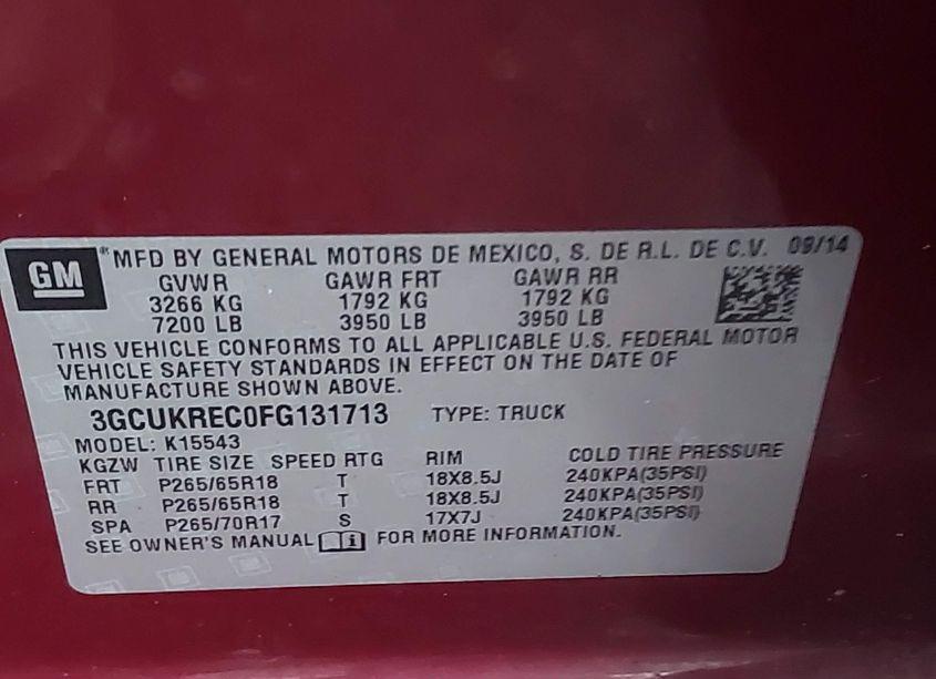 Photo 9 of 2015 Chevrolet Silverado 1500 2LT (VIN 3GCUKREC0FG131713)