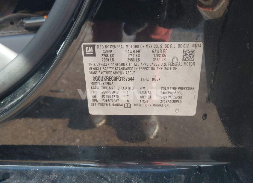 Photo 9 of 2015 Chevrolet Silverado 1500 2LT (VIN 3GCUKREC0FG137544)