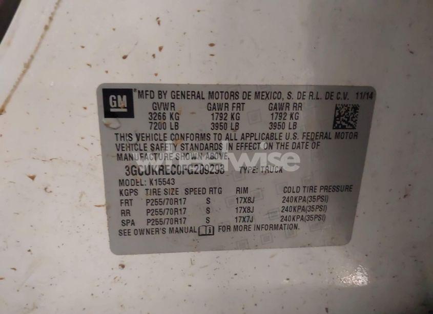 Photo 9 of 2015 Chevrolet Silverado 1500 1LT (VIN 3GCUKREC0FG209293)