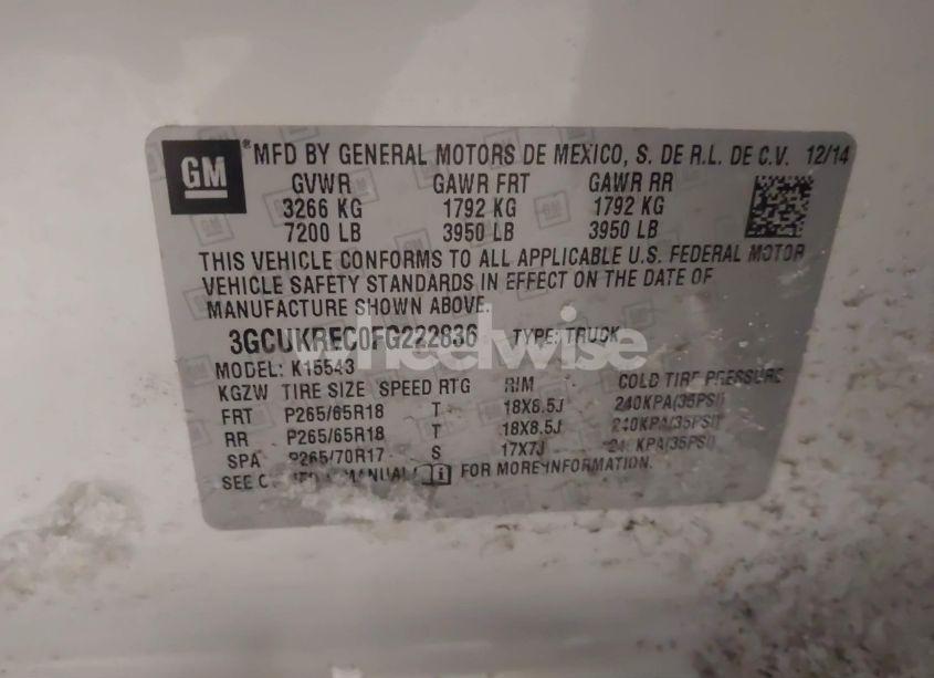 Photo 9 of 2015 Chevrolet Silverado 1500 1LT (VIN 3GCUKREC0FG222836)