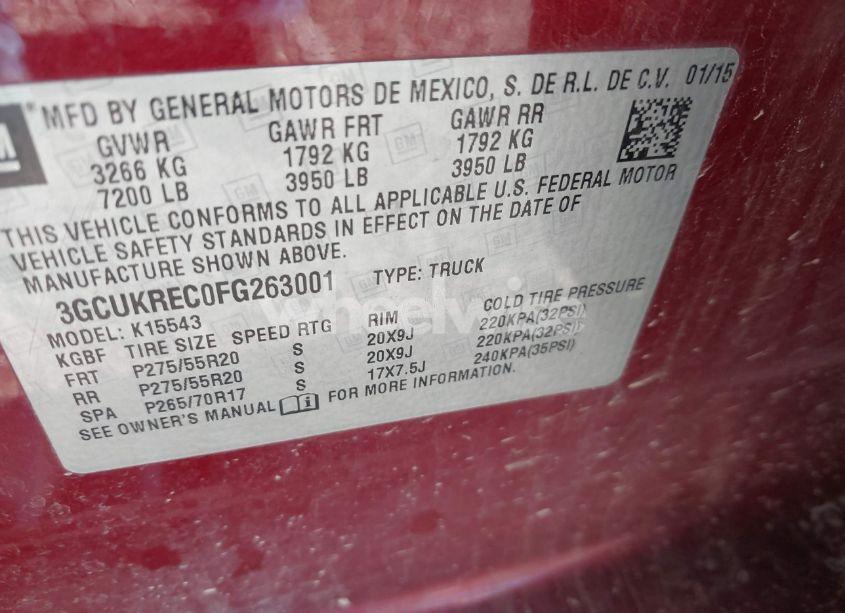 Photo 9 of 2015 Chevrolet Silverado 1500 1LT (VIN 3GCUKREC0FG263001)