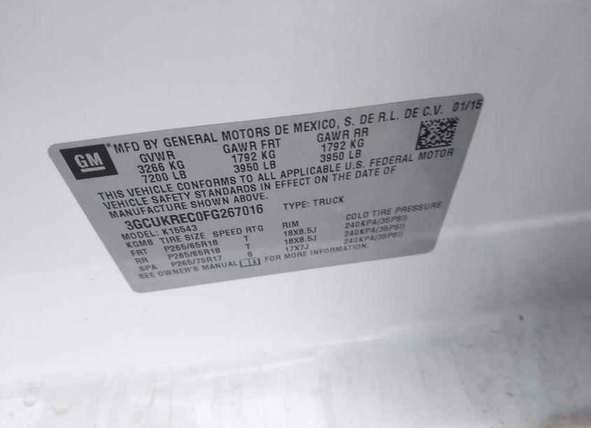 Photo 9 of 2015 Chevrolet Silverado 1500 2LT (VIN 3GCUKREC0FG267016)