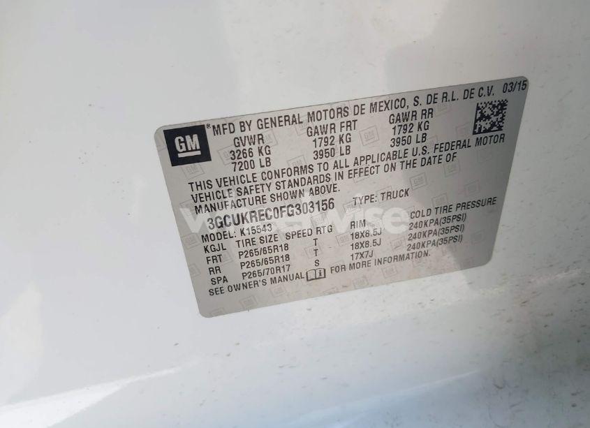 Photo 9 of 2015 Chevrolet Silverado 1500 2LT (VIN 3GCUKREC0FG303156)