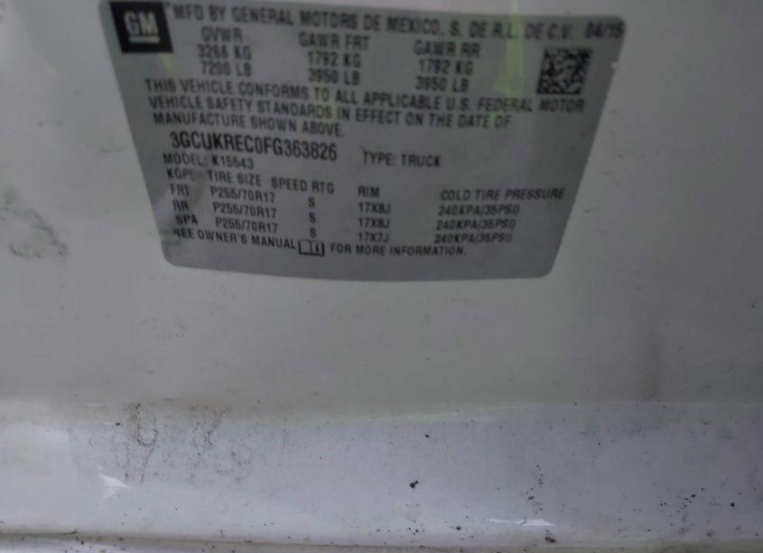 Photo 9 of 2015 Chevrolet Silverado 1500 1LT (VIN 3GCUKREC0FG363826)