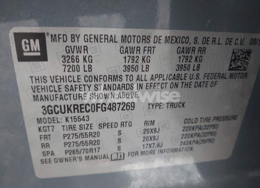 Photo 9 of 2015 Chevrolet Silverado 1500 1LT (VIN 3GCUKREC0FG487269)