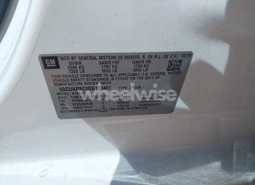 Photo 9 of 2016 Chevrolet Silverado 1500 2LT (VIN 3GCUKREC0GG103461)