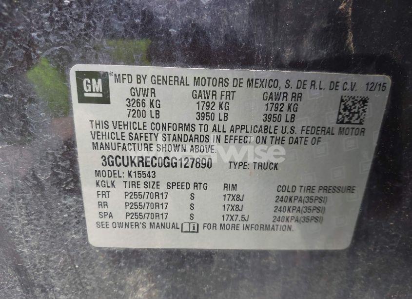 Photo 9 of 2016 Chevrolet Silverado 1500 1LT (VIN 3GCUKREC0GG127890)