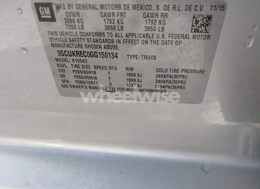 Photo 9 of 2016 Chevrolet Silverado 1500 2LT (VIN 3GCUKREC0GG150134)