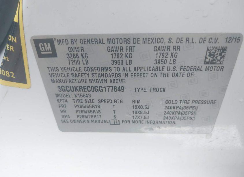 Photo 9 of 2016 Chevrolet Silverado 1500 2LT (VIN 3GCUKREC0GG177849)