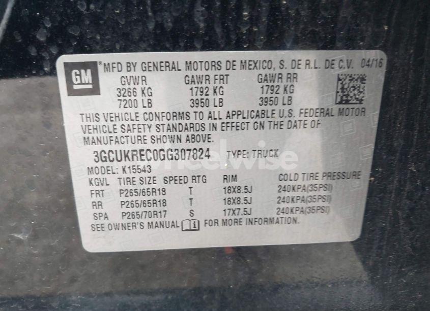 Photo 9 of 2016 Chevrolet Silverado 1500 1LT (VIN 3GCUKREC0GG307824)