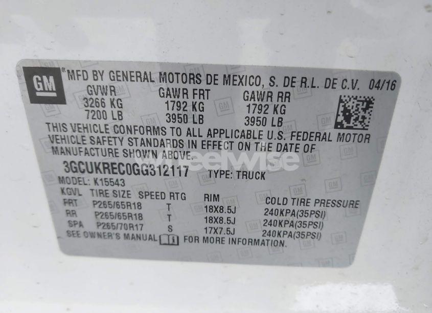 Photo 9 of 2016 Chevrolet Silverado 1500 2LT (VIN 3GCUKREC0GG312117)