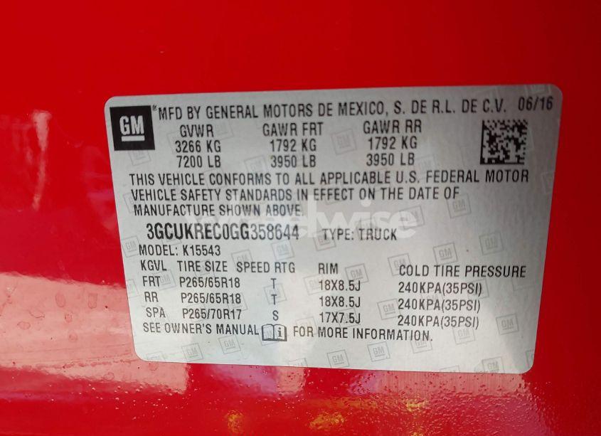 Photo 9 of 2016 Chevrolet Silverado 1500 2LT (VIN 3GCUKREC0GG358644)