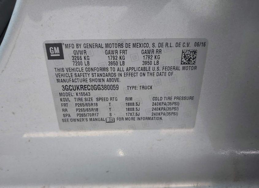 Photo 9 of 2016 Chevrolet Silverado 1500 2LT (VIN 3GCUKREC0GG380059)