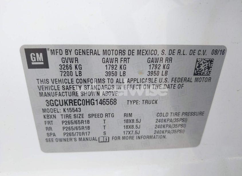 Photo 9 of 2017 Chevrolet Silverado 1500 2LT (VIN 3GCUKREC0HG146568)