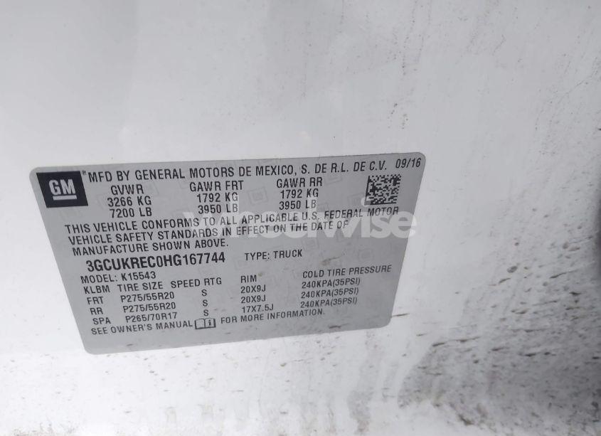 Photo 9 of 2017 Chevrolet Silverado 1500 2LT (VIN 3GCUKREC0HG167744)
