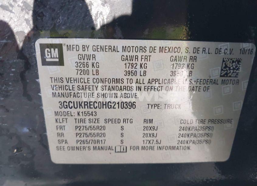 Photo 9 of 2017 Chevrolet Silverado 1500 2LT (VIN 3GCUKREC0HG210396)