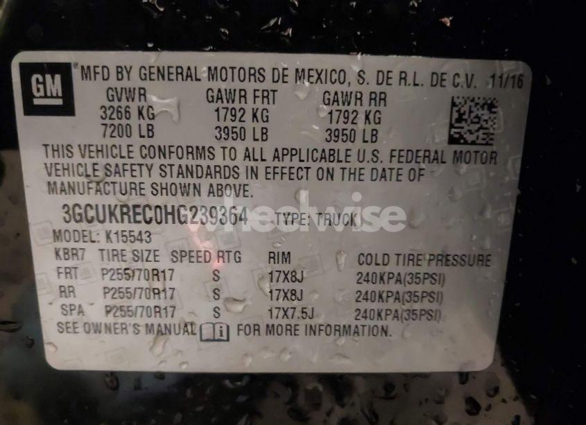 Photo 9 of 2017 Chevrolet Silverado 1500 1LT (VIN 3GCUKREC0HG239364)