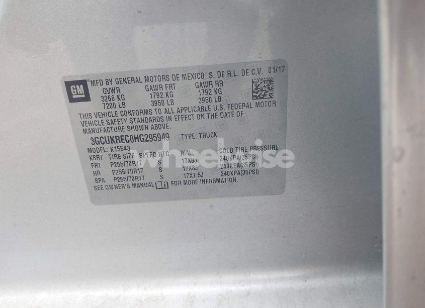 Photo 9 of 2017 Chevrolet Silverado 1500 1LT (VIN 3GCUKREC0HG295949)