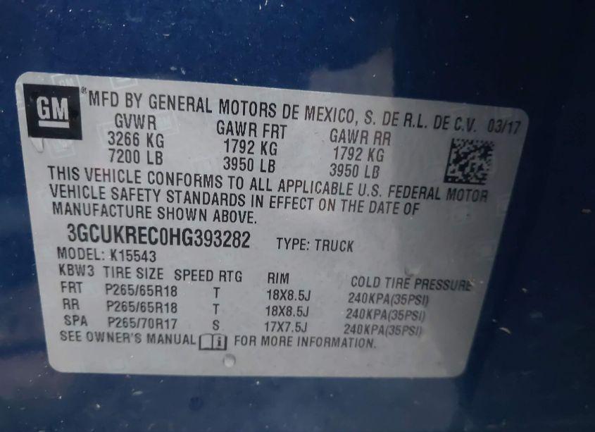 Photo 9 of 2017 Chevrolet Silverado 1500 2LT (VIN 3GCUKREC0HG393282)