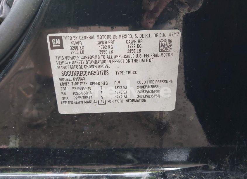 Photo 9 of 2017 Chevrolet Silverado 1500 1LT (VIN 3GCUKREC0HG507703)