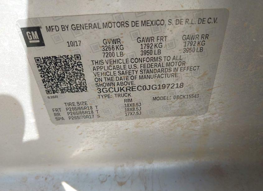 Photo 9 of 2018 Chevrolet Silverado 1500 2LT (VIN 3GCUKREC0JG197218)