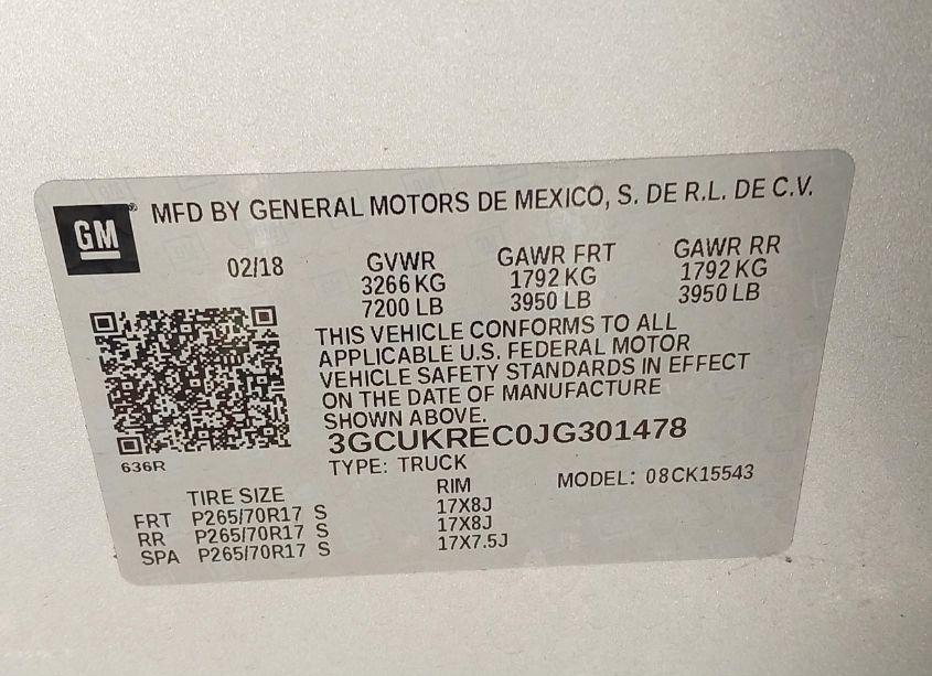 Photo 9 of 2018 Chevrolet Silverado 1500 1LT (VIN 3GCUKREC0JG301478)