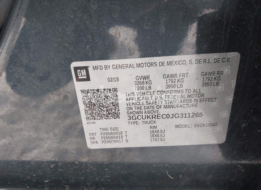 Photo 9 of 2018 Chevrolet Silverado 1500 2LT (VIN 3GCUKREC0JG311265)