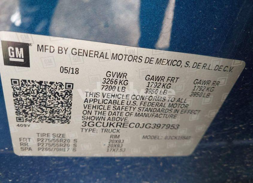 Photo 9 of 2018 Chevrolet Silverado 1500 2LT (VIN 3GCUKREC0JG397953)