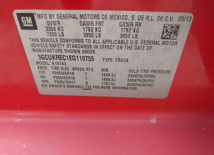 Photo 9 of 2014 Chevrolet Silverado 1500 2LT (VIN 3GCUKREC1EG110755)