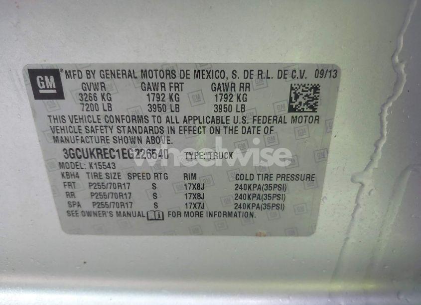 Photo 9 of 2014 Chevrolet Silverado 1500 1LT (VIN 3GCUKREC1EG226540)