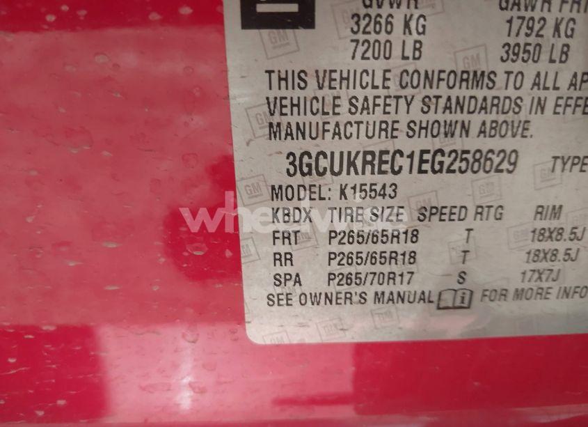 Photo 9 of 2014 Chevrolet Silverado 1500 2LT (VIN 3GCUKREC1EG258629)