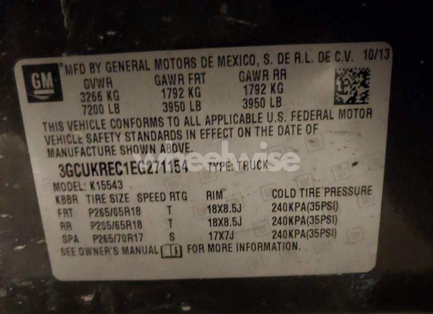 Photo 9 of 2014 Chevrolet Silverado 1500 2LT (VIN 3GCUKREC1EG271154)