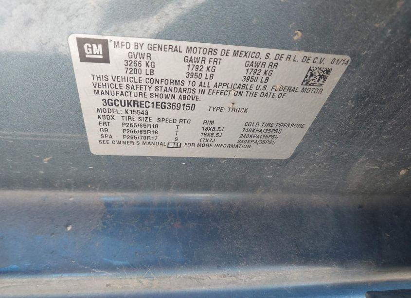 Photo 9 of 2014 Chevrolet Silverado 1500 LT (VIN 3GCUKREC1EG369150)