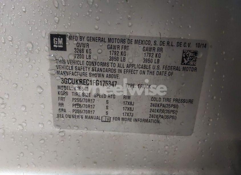 Photo 9 of 2015 Chevrolet Silverado 1500 1LT (VIN 3GCUKREC1FG175347)