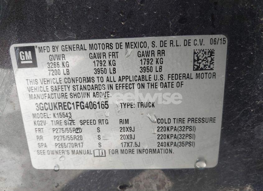 Photo 9 of 2015 Chevrolet Silverado 1500 1LT (VIN 3GCUKREC1FG406165)