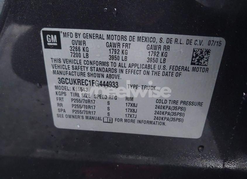 Photo 9 of 2015 Chevrolet Silverado 1500 1LT (VIN 3GCUKREC1FG444933)