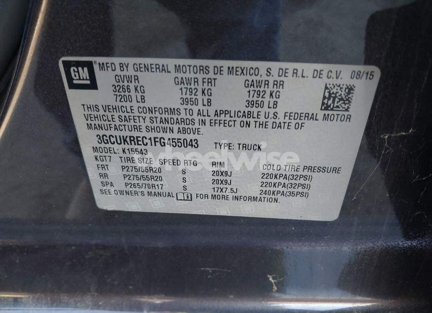 Photo 9 of 2015 Chevrolet Silverado 1500 1LT (VIN 3GCUKREC1FG455043)