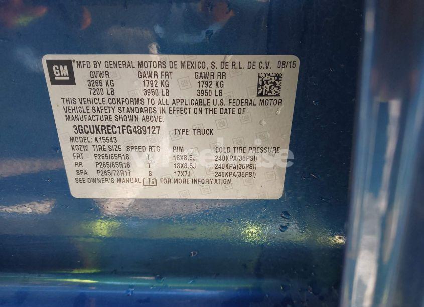 Photo 9 of 2015 Chevrolet Silverado 1500 2LT (VIN 3GCUKREC1FG489127)