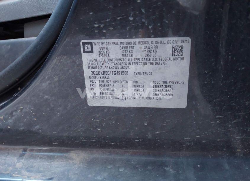 Photo 9 of 2015 Chevrolet Silverado 1500 2LT (VIN 3GCUKREC1FG491508)