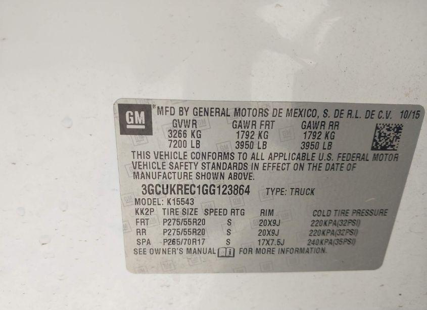 Photo 9 of 2016 Chevrolet Silverado 1500 1LT (VIN 3GCUKREC1GG123864)