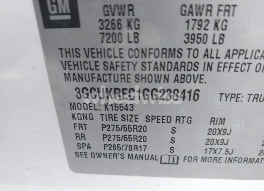 Photo 9 of 2016 Chevrolet Silverado 1500 2LT (VIN 3GCUKREC1GG238416)