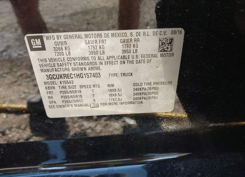 Photo 9 of 2017 Chevrolet Silverado 1500 2LT (VIN 3GCUKREC1HG157403)