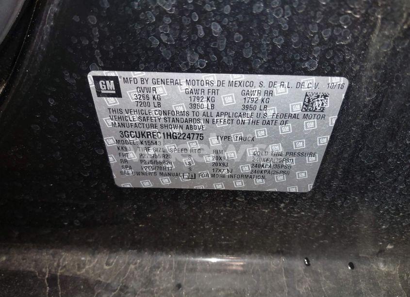 Photo 9 of 2017 Chevrolet Silverado 1500 1LT (VIN 3GCUKREC1HG224775)