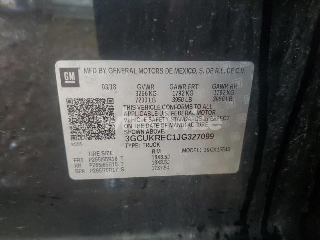 Photo 10 of 2018 CHEVROLET SILVERADO K1500 LT N/A (VIN 3GCUKREC1JG327099)